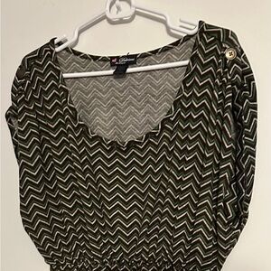 Brown, green and cream chevron mini dress